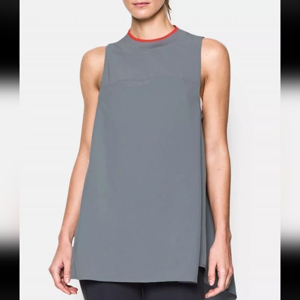 Under Armour Breakaway Studio Gray Orange Tank Top Sz XS